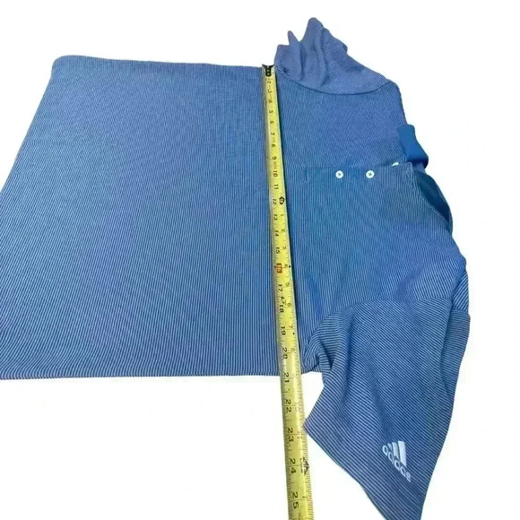 Adidas Golf Polo Shirt Mens Sz M Blue Striped Short Sleeve Moisture Wicking - Picture 3 of 6
